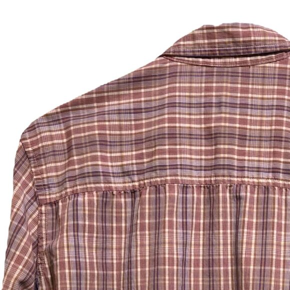 Liz Claiborne 100% Cotton Button Down  Blouse Brown/Purple Plaid Women's M - Picture 4 of 5